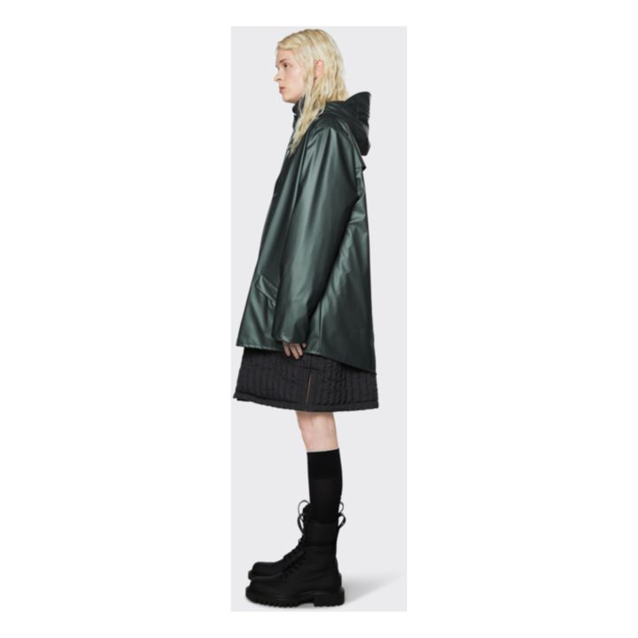 dark green rain coat