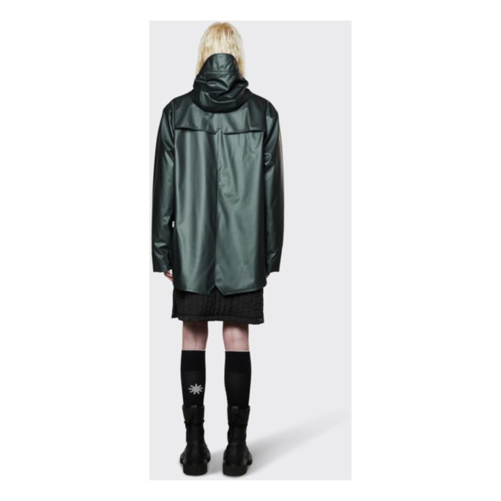 dark green rain coat