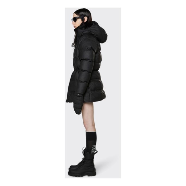 Belted Puffer Jacket Negro