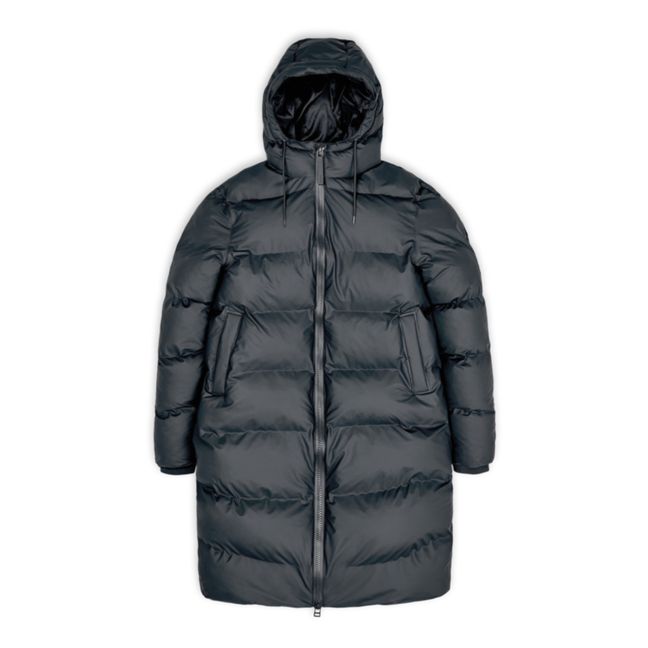 Long Hooded Puffer Jacket | Gris Antracita