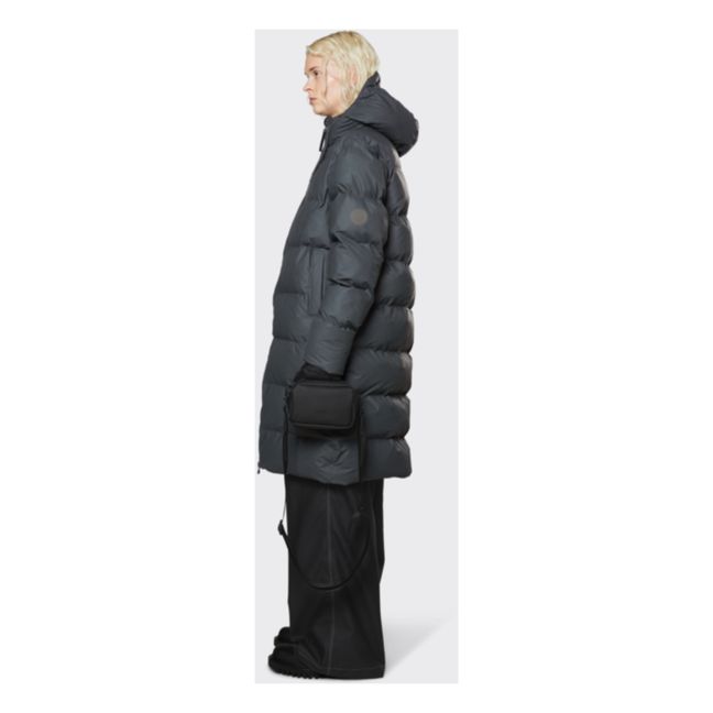 Long Hooded Puffer Jacket | Grigio antracite