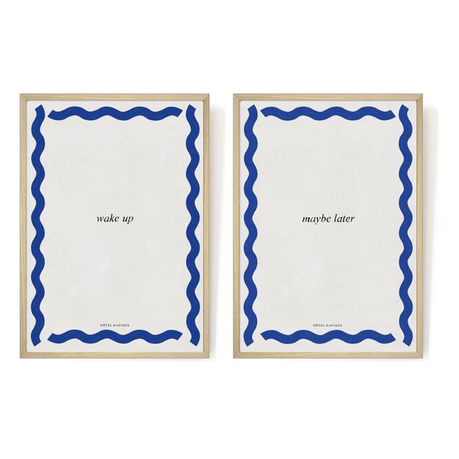 Wake Up - Maybe Later Posters - Set of 2 | Blue