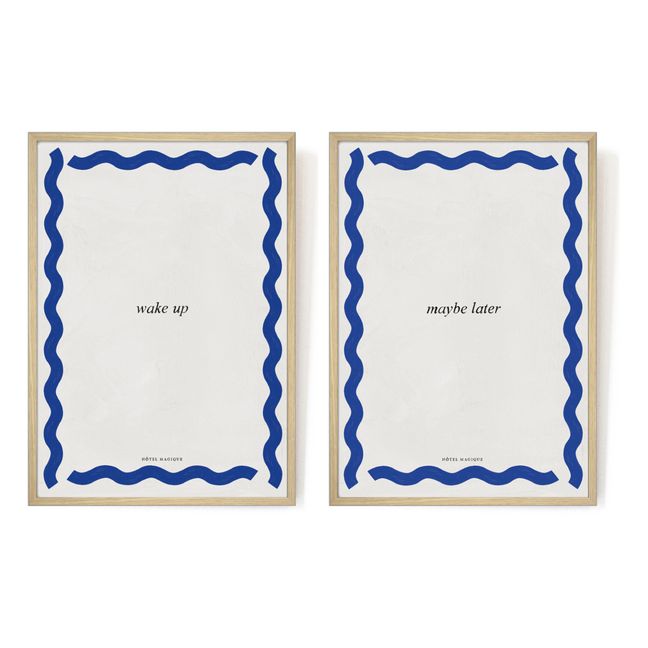 Affiches Wake up - Maybe later - Set de 2 | Bleu