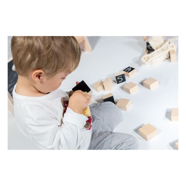 Cubes en bois et ardoise et 3 craies - Set de 12 | Noir