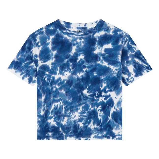 Organic Cotton Pyjama T-shirt Blu marino - Ecru