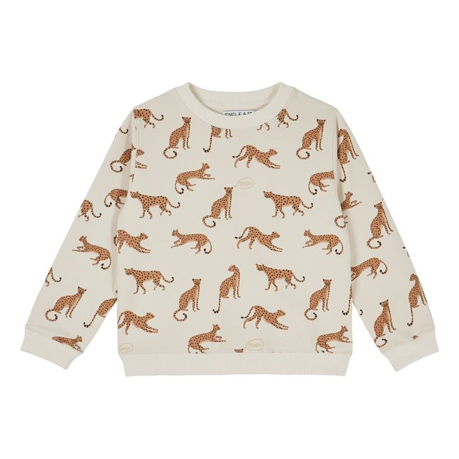 Leopard Print Organic Cotton Sweatshirt Crudo
