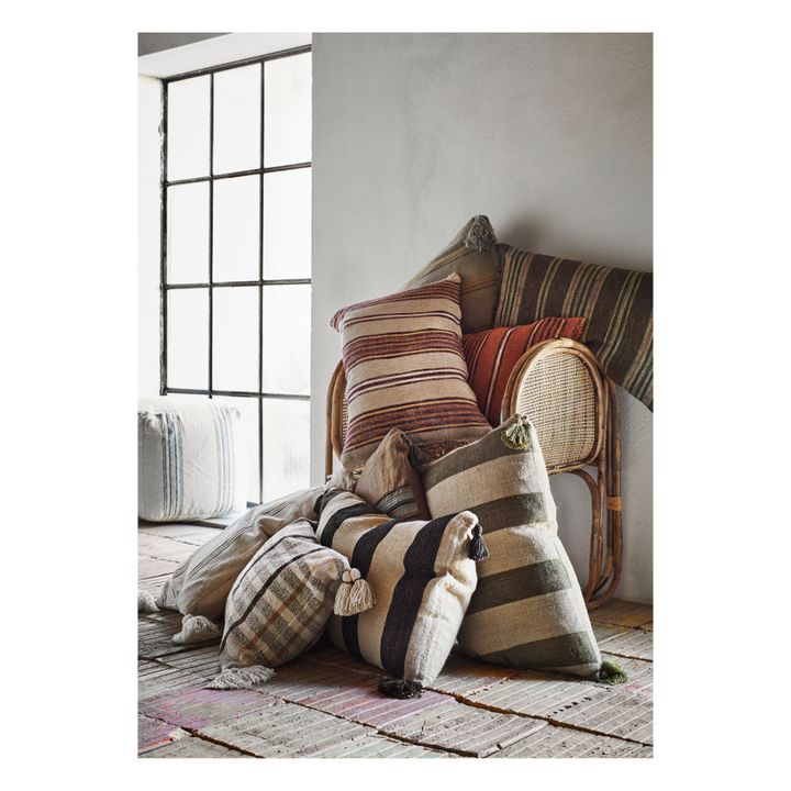 Striped Cushion Cover | Khaki- Product image n°1