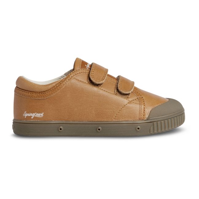 G2 Leather Low-Top Velcro Sneakers | Camel