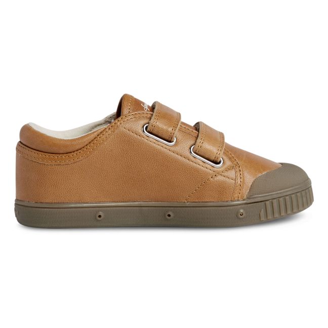 Niedrige Sneakers Klettverschluss G2 Leder | Kamelbraun