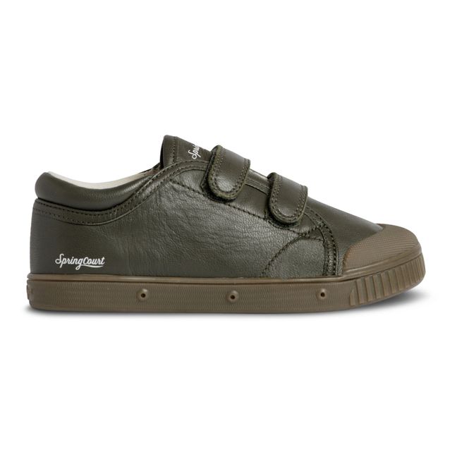 G2 Leather Low-Top Velcro Sneakers Olive green