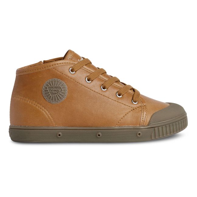 Zapatillas altas de piel con cremallera B2 | Camel