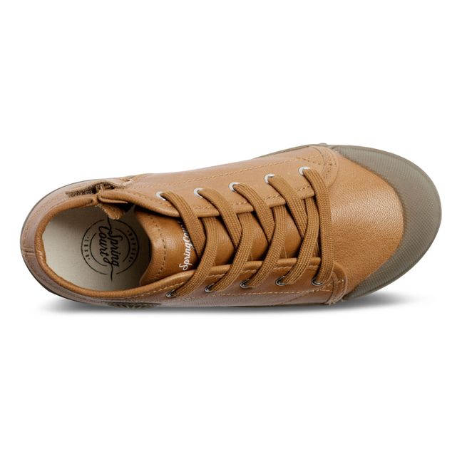 B2 Leather High-Top Sneakers Camel