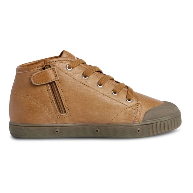 B2 Leather High-Top Sneakers | Camel