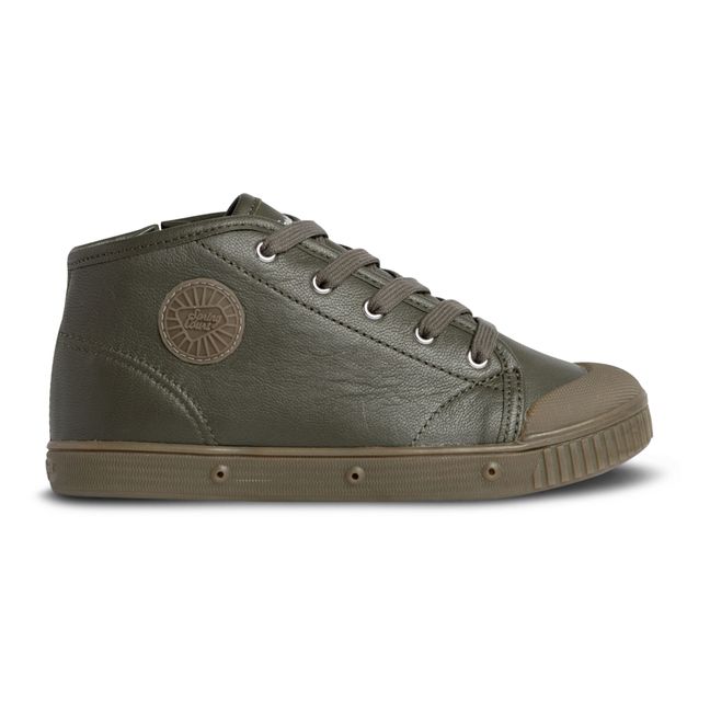 B2 Leather High-Top Sneakers Olive green