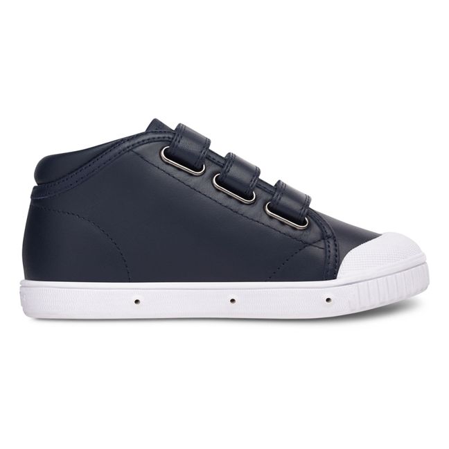 B2 Nappa High-Top Velcro Sneakers | Navy blue