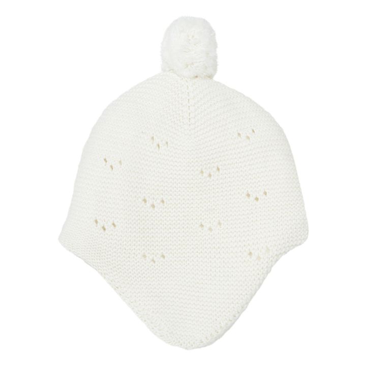 Cotton, Wool and Cashmere Fleece-lined Beanie Ecru- Product image n°0