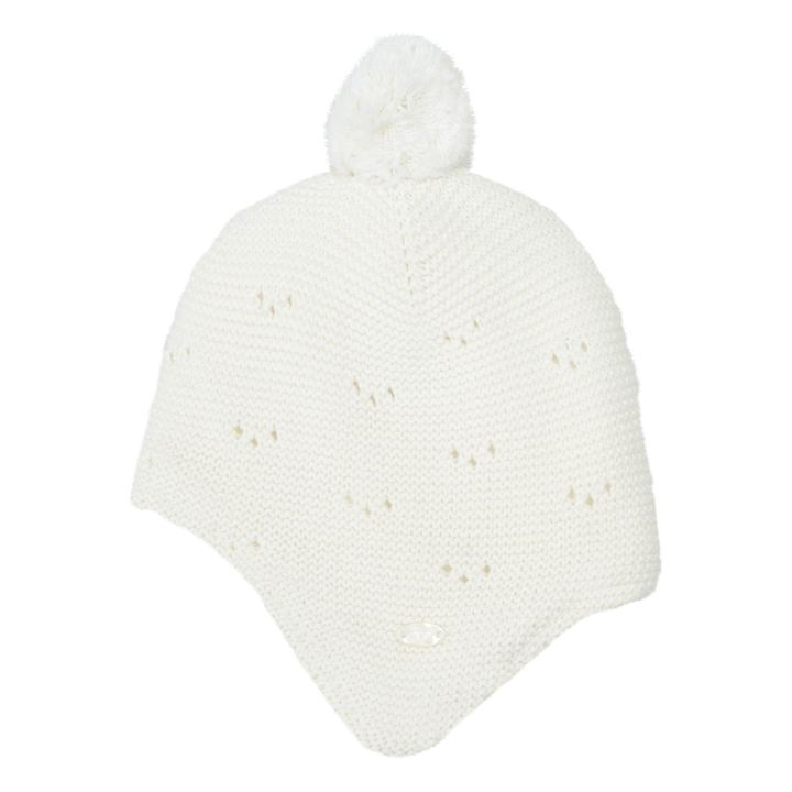 Cotton, Wool and Cashmere Fleece-lined Beanie Ecru- Product image n°1