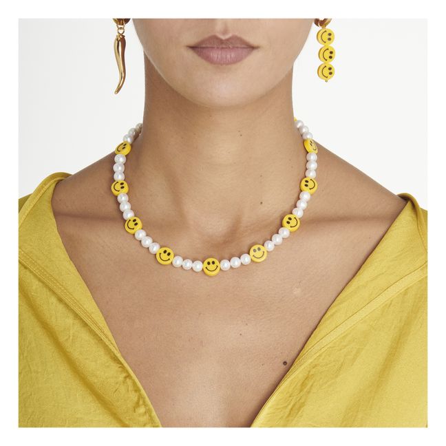 Smiley-Perlen-Halskette | Gelb