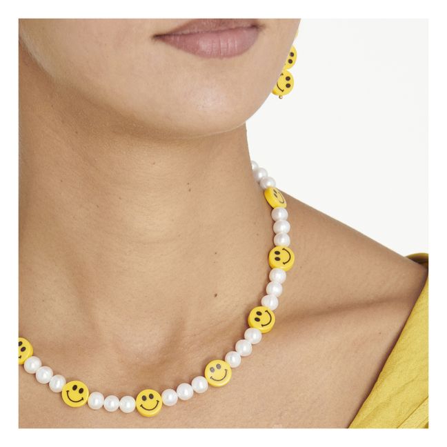 Smiley Pearl Necklace | Yellow