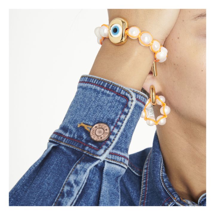 Baroque Pearl and Eye Bracelet Orange- Produktbild Nr. 1