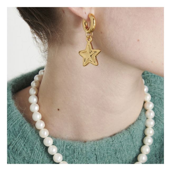 Baroque Pearl and Star Earrings Dorado