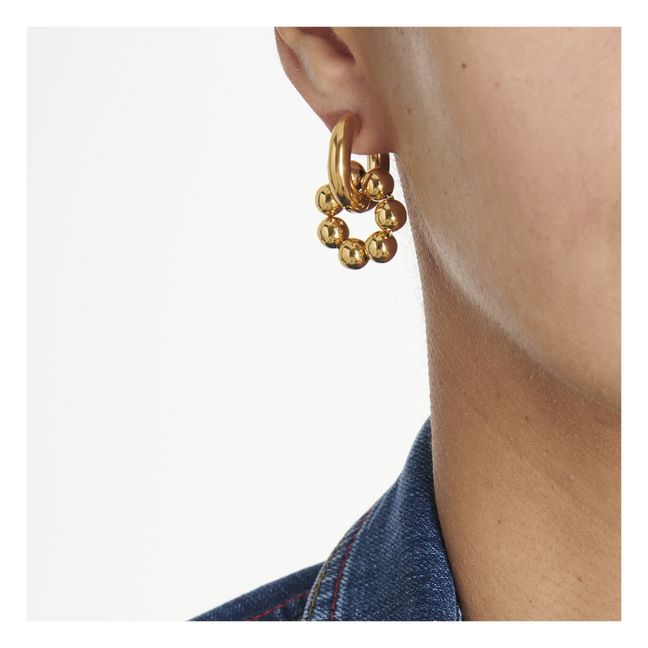 Boucles d'Oreilles Anneaux Perlés | Doré