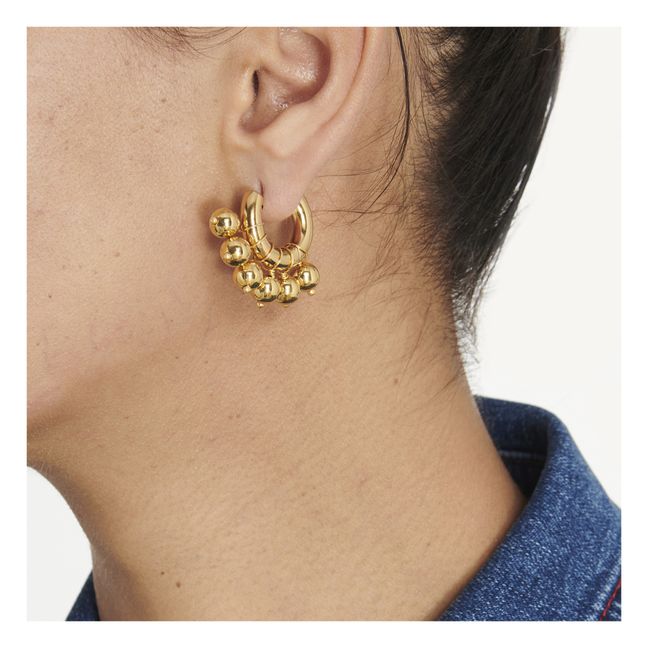 Beaded Hoop Earrings Gold