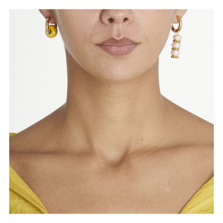 Pearl and Bead Earrings Yellow- Product image n°1