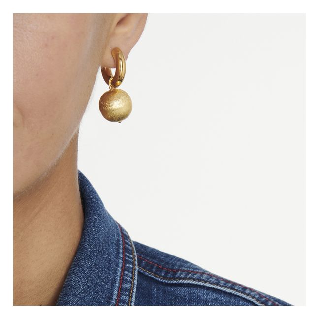 Brushed Effect Ball and Loop Earrings | Gold