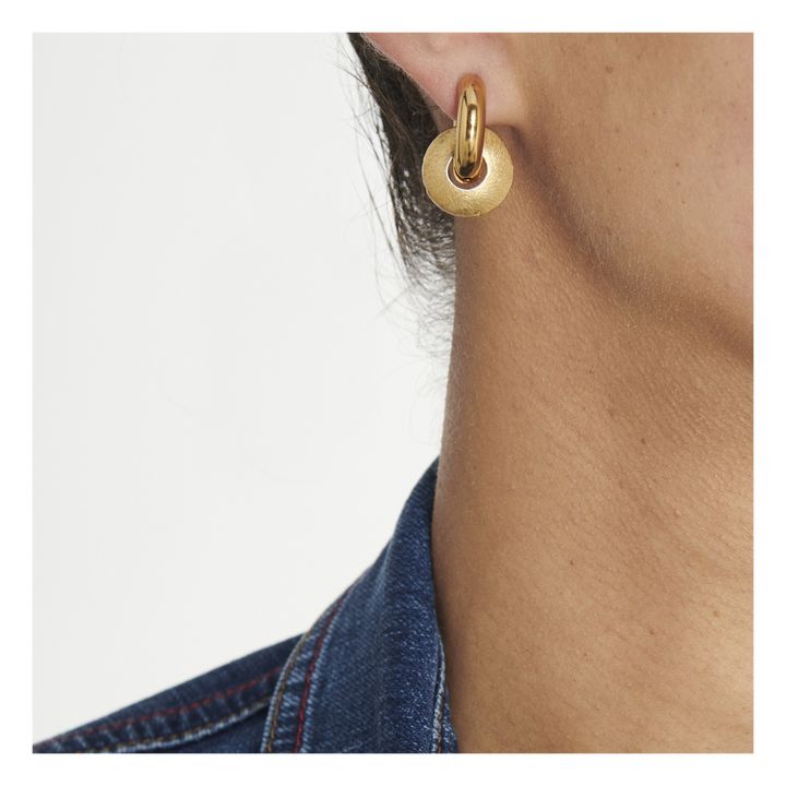 Brushed Effect Ball and Loop Earrings Gold- Product image n°3