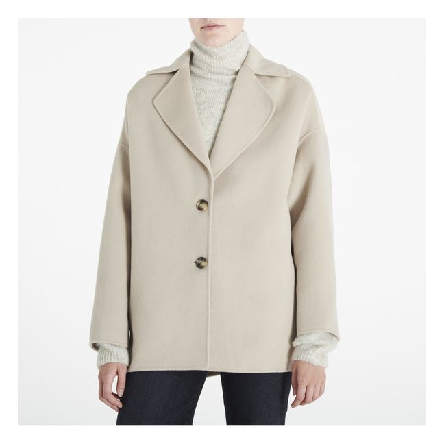 Dadoulove Woollen Cropped Coat | Oatmeal