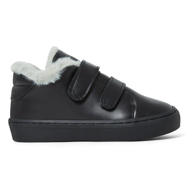 Velcro Fleece-Lined Sneakers Black