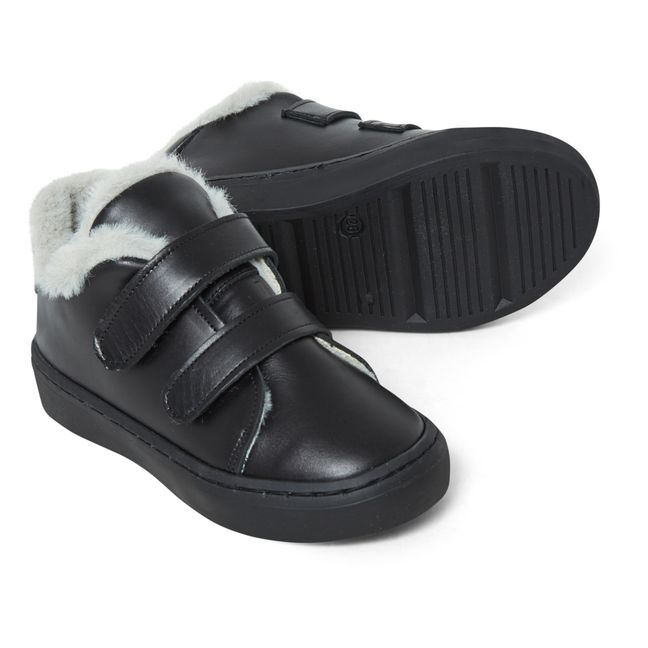 Velcro Fleece-Lined Sneakers Negro