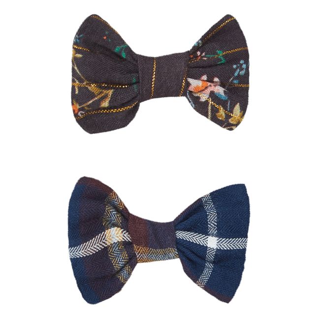 Bow Hair Clips - Set of 2 Navy