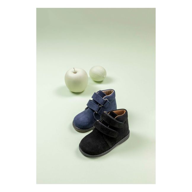 Suede Velcro Boots | Blu marino