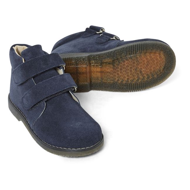 Suede Velcro Boots | Navy