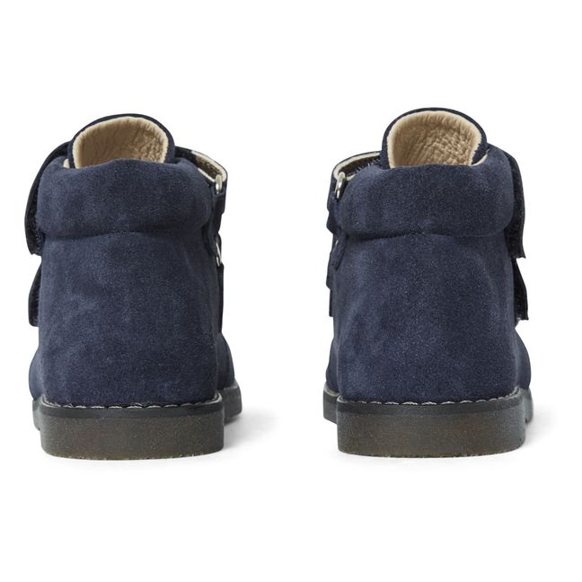Suede Velcro Boots | Navy