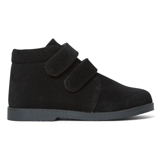 Suede Velcro Boots | Schwarz