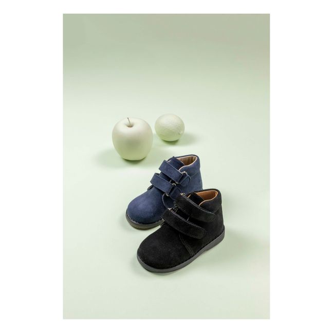Suede Velcro Boots | Schwarz