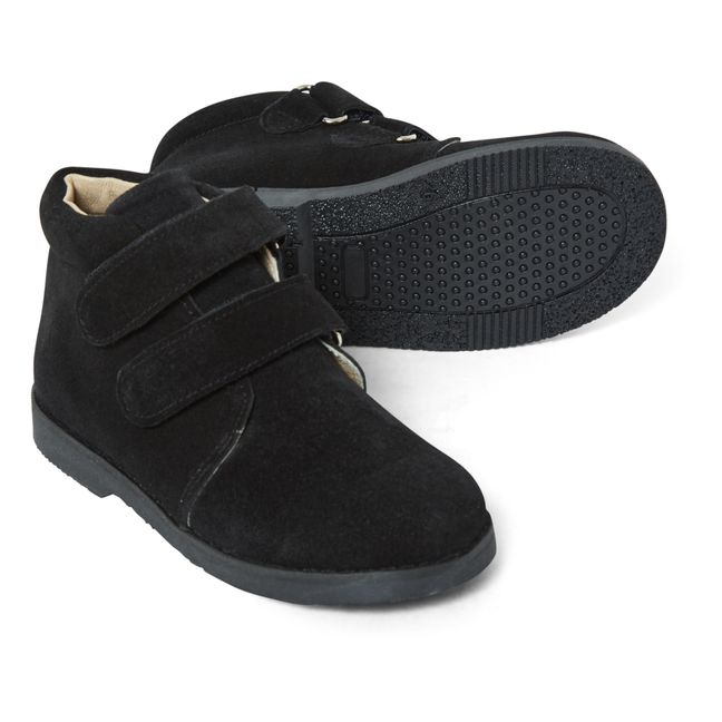 Suede Velcro Boots Negro