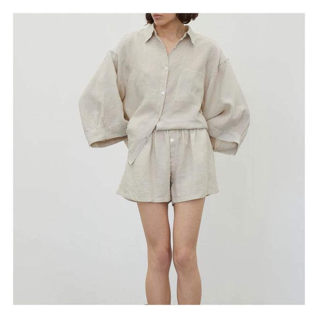 03 Linen Top & Bottom Set | Beige