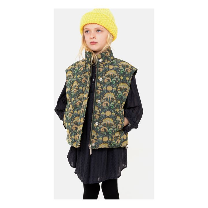 Cream Flower Puffer Jacket | Yellow- Product image n°1