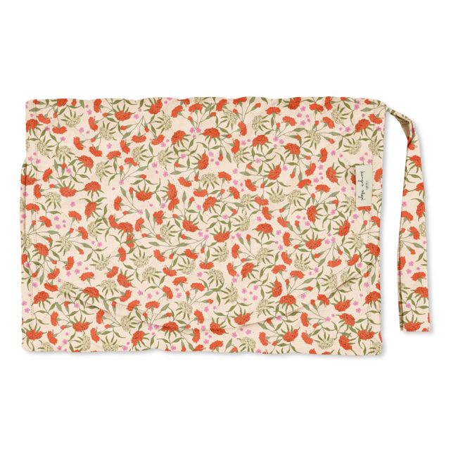 Matelas à langer de voyage en coton bio Carnations | Rose
