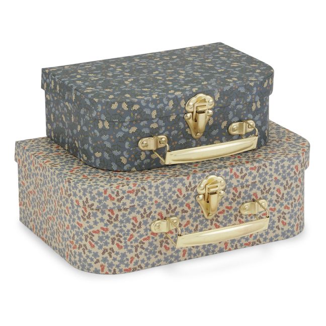 Pequeñas maletas de cartón FSC Champ bleu/Nuit des fleurs - Juego de 2 | Azul