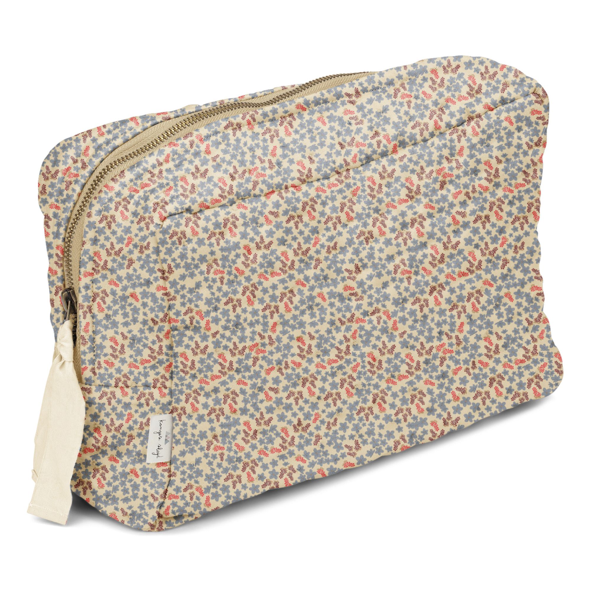 Flower Market Organic Cotton Quilted Toiletry Bag - Large | Blue- Product image n°0
