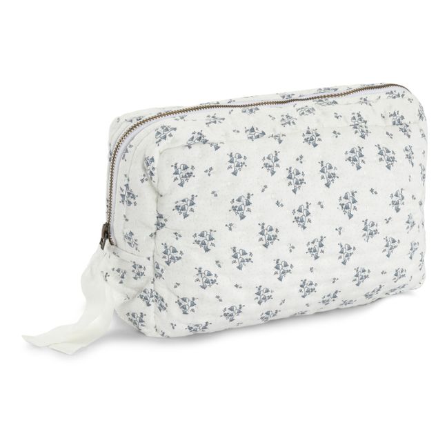 Grande trousse da bagno trapuntata, in cotone bio, modello: campanellino blu | Blu