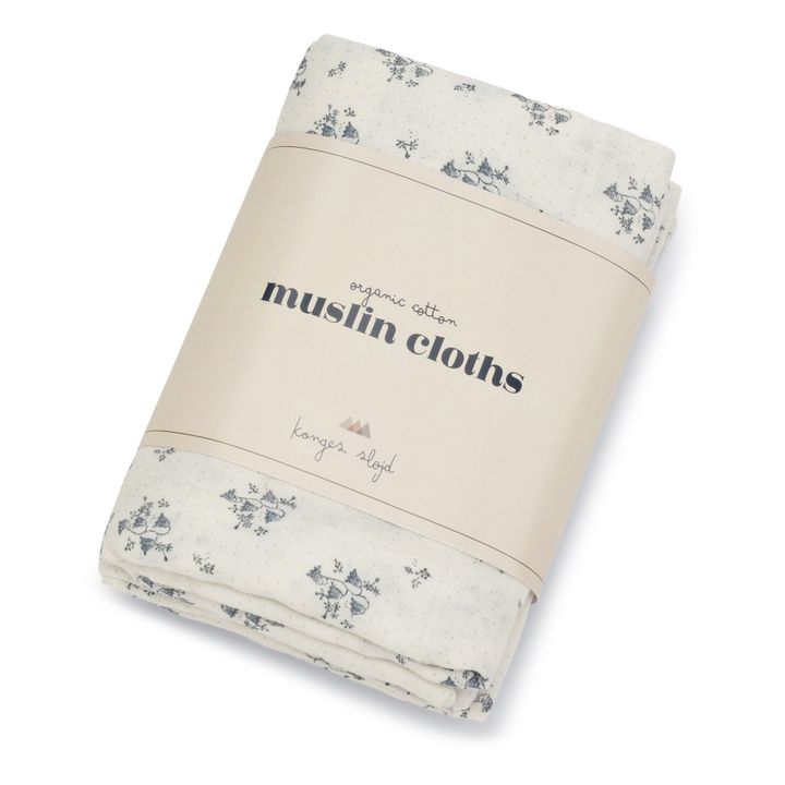 Bluebell Organic Cotton Swaddling Cloths - Set of 3 | Blue- Product image n°1