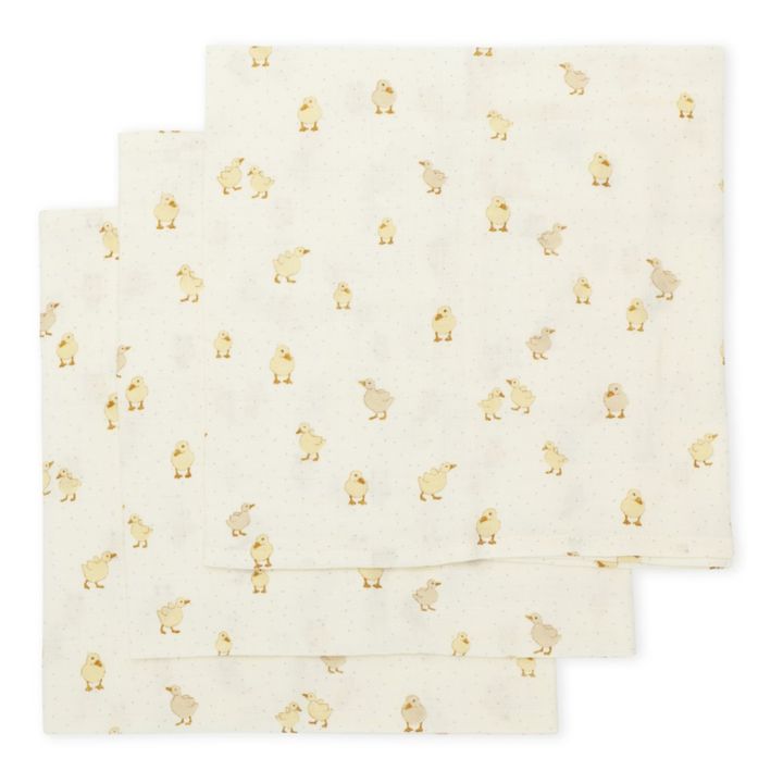 Duckling Organic Cotton Swaddling Cloths - Set of 3 | Beige- Product image n°0