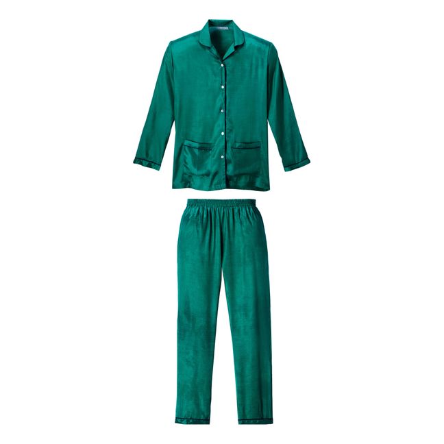 Pyjama Camille Coton Soie Vert émeraude