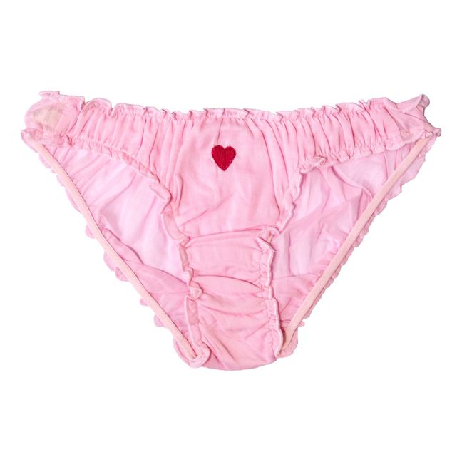 Simone Embroidered Heart Organic Cotton Briefs Pink